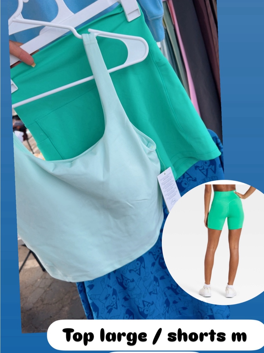 all in motion Teal & Light Aqua Women's Active Shorts and Tank Set